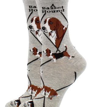 WHD socks Gray / Medium Basset Hound Socks Perfect Dog Lovers Gift