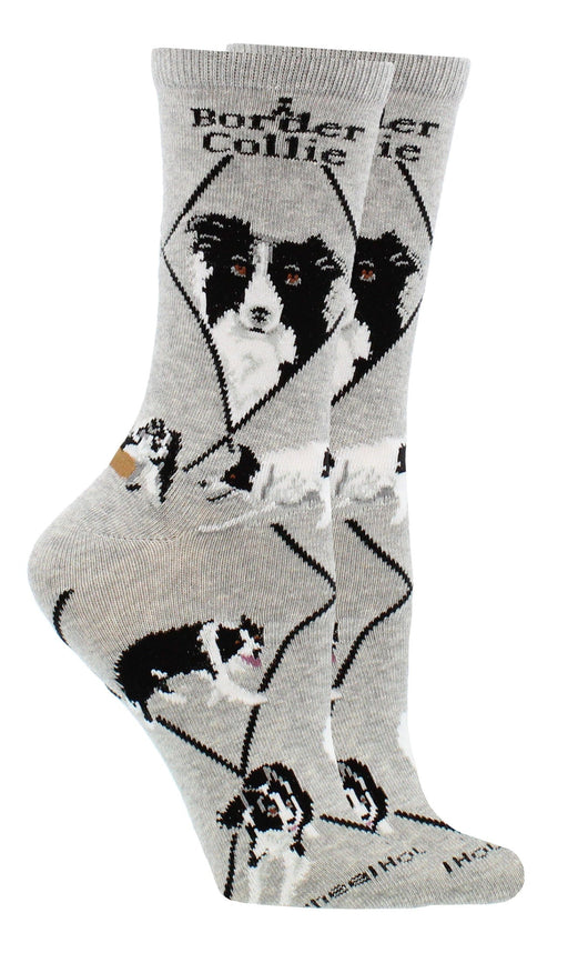 WHD socks Gray / Medium Border Collie Socks for Women | Perfect Dog Lovers Gift