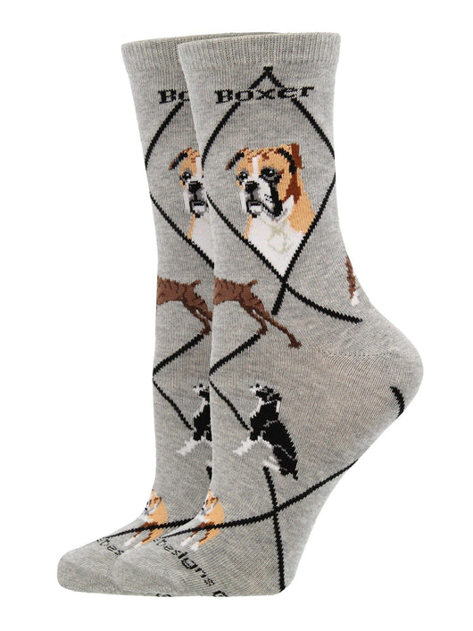 WHD socks Gray / Medium Boxer Socks for Women | Perfect Dog Lovers Gift