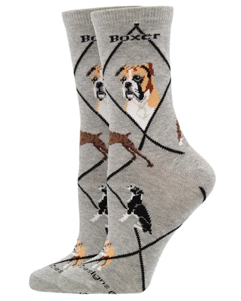 WHD socks Gray / Medium Boxer Socks for Women | Perfect Dog Lovers Gift
