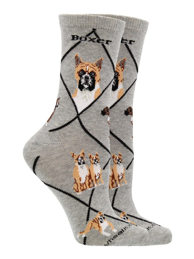 WHD socks Gray / Medium Boxer Socks for Women | Perfect Dog Lovers Gift
