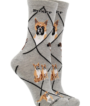 WHD socks Gray / Medium Boxer Socks for Women | Perfect Dog Lovers Gift