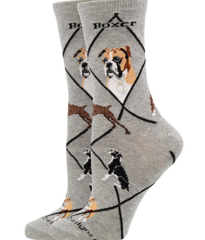 WHD socks Gray / Medium Boxer Socks for Women | Perfect Dog Lovers Gift
