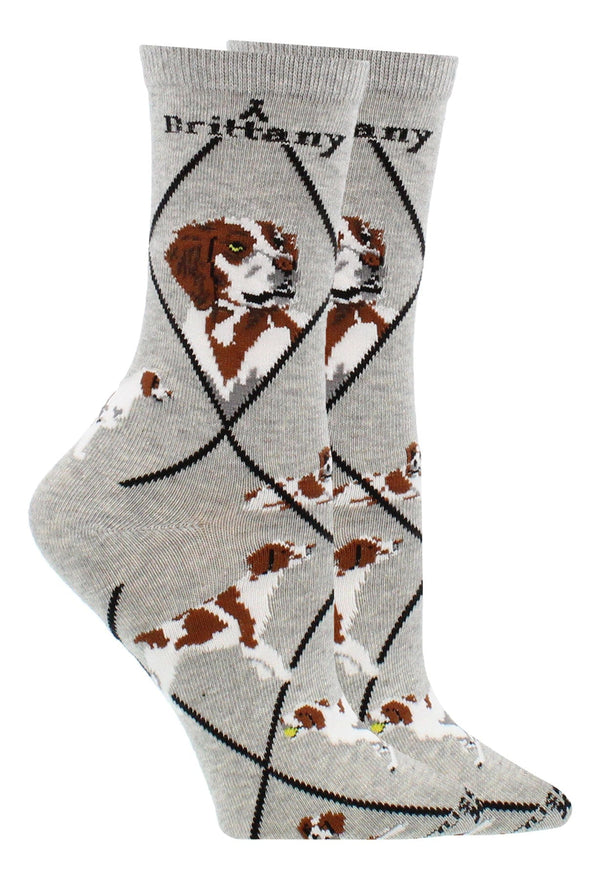 WHD socks Gray / Medium Brittany Spaniel Socks Perfect Dog Lovers Gift