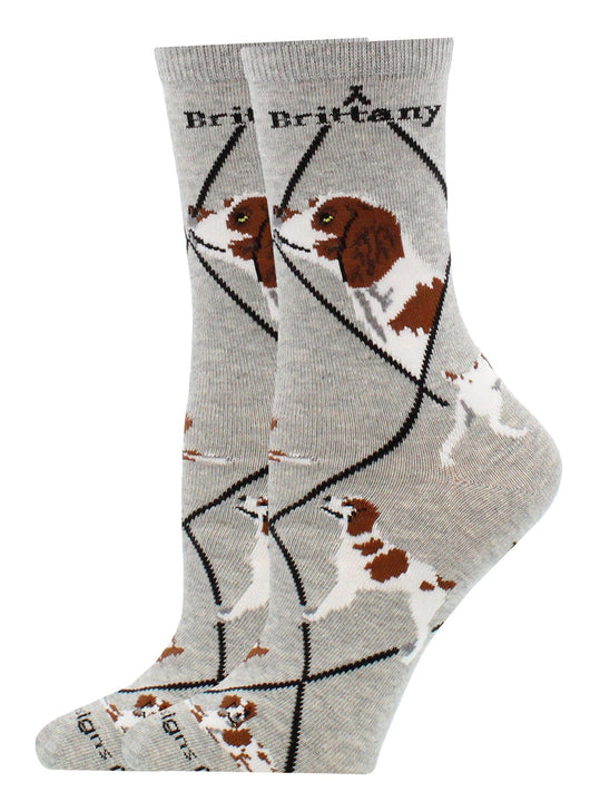 WHD socks Gray / Medium Brittany Spaniel Socks Perfect Dog Lovers Gift