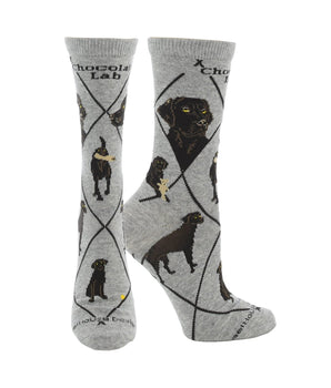 WHD socks Gray / Medium Chocolate Lab Socks for Women and Men | Perfect Dog Lovers Gift