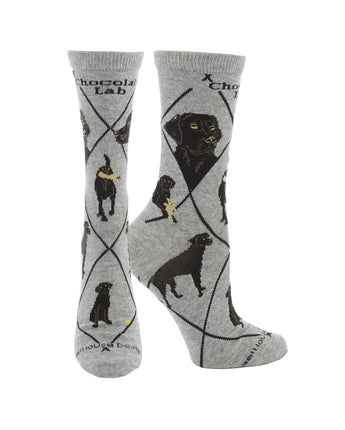 WHD socks Gray / Medium Chocolate Lab Socks for Women and Men | Perfect Dog Lovers Gift