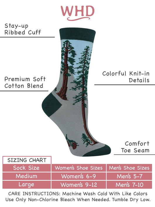 WHD socks Gray / Medium Conifer Tree Socks Perfect Tree Lovers Gift