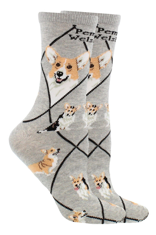 WHD socks Gray / Medium Corgi Pembroke Crew Socks for Women | Dog Lovers Gift