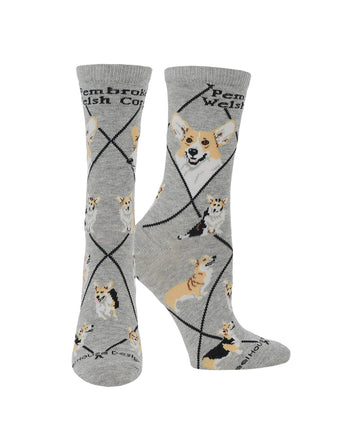 WHD socks Gray / Medium Corgi Pembroke Crew Socks for Women | Dog Lovers Gift