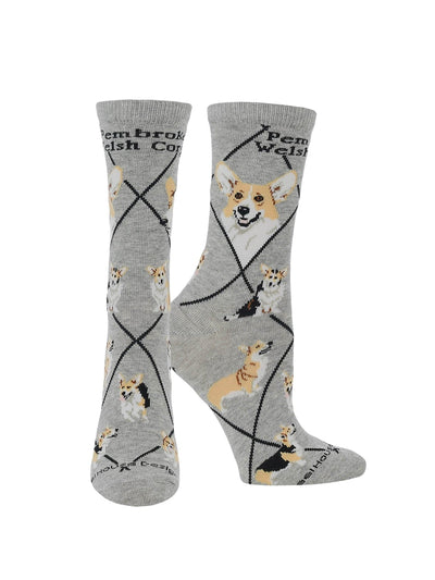 WHD socks Gray / Medium Corgi Pembroke Crew Socks for Women | Dog Lovers Gift