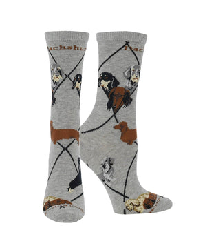 WHD socks Gray / Medium Dachshund Socks for Women | Perfect Dog Lovers Gift