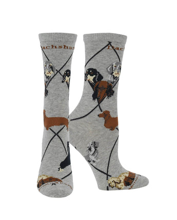 WHD socks Gray / Medium Dachshund Socks for Women | Perfect Dog Lovers Gift