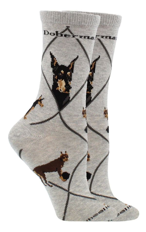 WHD socks Gray / Medium Doberman Pinscher Socks Perfect Dog Lovers Gift