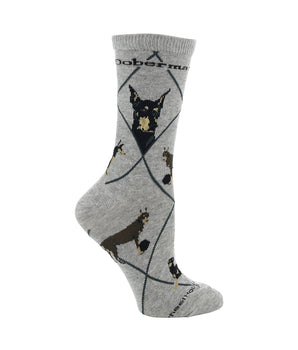 WHD socks Gray / Medium Doberman Pinscher Socks Perfect Dog Lovers Gift