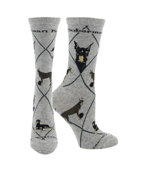 WHD socks Gray / Medium Doberman Pinscher Socks Perfect Dog Lovers Gift