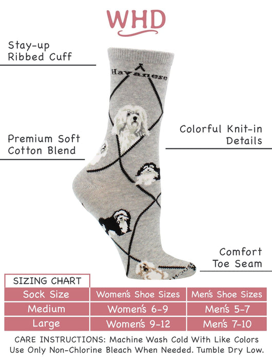 WHD socks Gray / Medium Havanese Socks Perfect Dog Lovers Gift