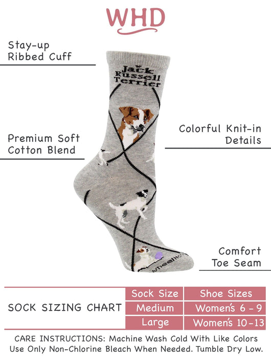 WHD socks Gray / Medium Jack Russell Terrier Socks Perfect Dog Lovers Gift