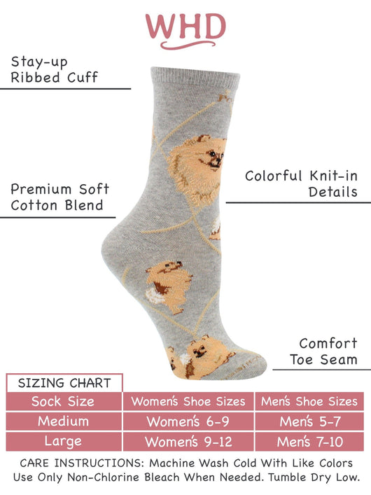WHD socks Gray / Medium Pomeranian Socks Perfect Dog Lovers Gift