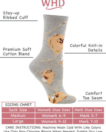 WHD socks Gray / Medium Pomeranian Socks Perfect Dog Lovers Gift