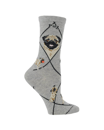 WHD socks Gray / Medium Pug Socks for Women | Perfect Dog Lovers Gift