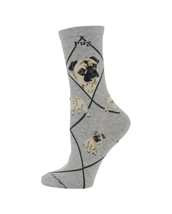 WHD socks Gray / Medium Pug Socks for Women | Perfect Dog Lovers Gift