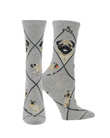 WHD socks Gray / Medium Pug Socks for Women | Perfect Dog Lovers Gift