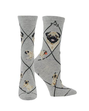 WHD socks Gray / Medium Pug Socks for Women | Perfect Dog Lovers Gift