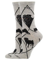 WHD socks Gray / Medium Pug Socks for Women | Perfect Dog Lovers Gift