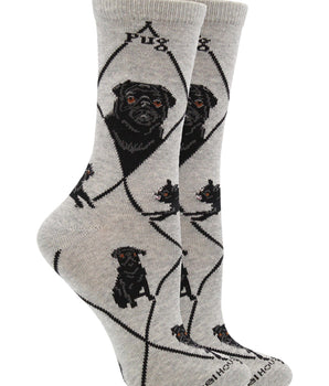 WHD socks Gray / Medium Pug Socks for Women | Perfect Dog Lovers Gift