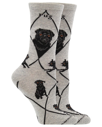 WHD socks Gray / Medium Pug Socks for Women | Perfect Dog Lovers Gift
