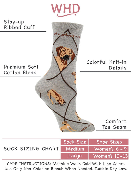 WHD socks Gray / Medium Rhodesian Ridgeback Socks Perfect Dog Lovers Gift