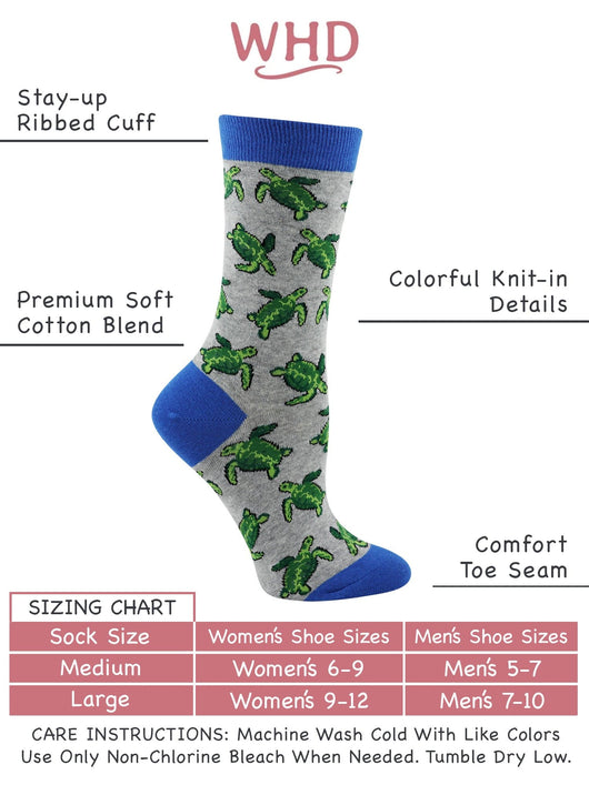 WHD socks Gray / Medium Sea Turtle Socks Perfect Sea Turtle Lovers Gift
