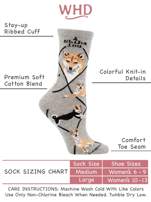 WHD socks Gray / Medium Shiba Inu Socks Perfect Dog Lovers Gift