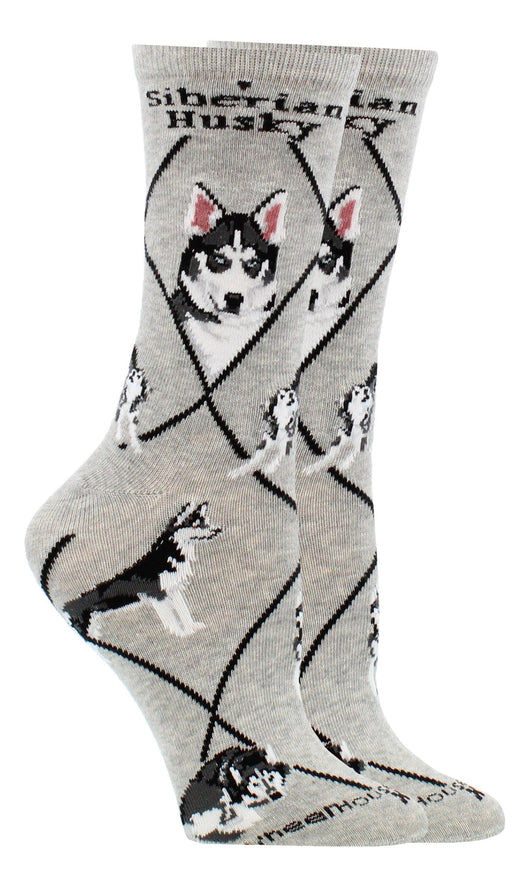 WHD socks Gray / Medium Siberian Husky Socks for Women | Perfect Dog Lovers Gift