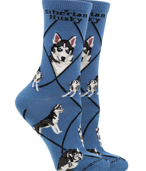 WHD socks Gray / Medium Siberian Husky Socks for Women | Perfect Dog Lovers Gift