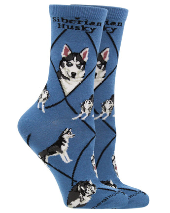 WHD socks Gray / Medium Siberian Husky Socks for Women | Perfect Dog Lovers Gift