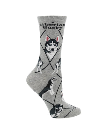 WHD socks Gray / Medium Siberian Husky Socks for Women | Perfect Dog Lovers Gift