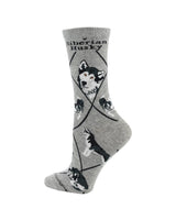 WHD socks Gray / Medium Siberian Husky Socks for Women | Perfect Dog Lovers Gift