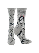 WHD socks Gray / Medium Siberian Husky Socks for Women | Perfect Dog Lovers Gift
