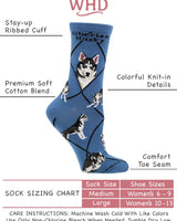 WHD socks Gray / Medium Siberian Husky Socks for Women | Perfect Dog Lovers Gift