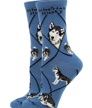 WHD socks Gray / Medium Siberian Husky Socks for Women | Perfect Dog Lovers Gift