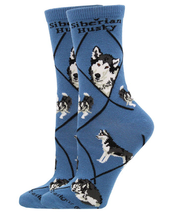 WHD socks Gray / Medium Siberian Husky Socks for Women | Perfect Dog Lovers Gift