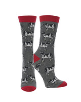 WHD socks Grey Heather / Large WHD Cattle Crew Socks for Women & Men | Gift for Cow Lovers, Barnyard Fun
