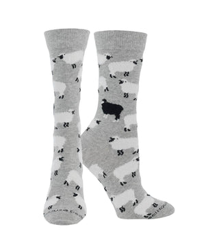 WHD socks Grey Heather / Medium WHD Sheep Crew Socks for Women & Men | Farm Animal Lover Socks, Barnyard Fun