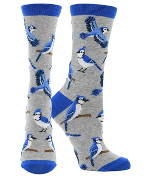 WHD socks Grey / Medium Blue Jay Bird Socks Perfect Bird Lovers Gift