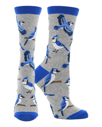 WHD socks Grey / Medium Blue Jay Bird Socks Perfect Bird Lovers Gift