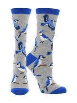 WHD socks Grey / Medium Blue Jay Bird Socks Perfect Bird Lovers Gift