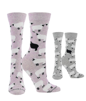 WHD socks Lavender Heather/Gray Heather / Medium WHD Fuzzy Sheep Socks | Gifts for Sheep Lovers | 1-Pack/2-Pack