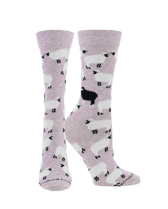 WHD socks Lavender Heather / Medium WHD Sheep Crew Socks for Women & Men | Farm Animal Lover Socks, Barnyard Fun